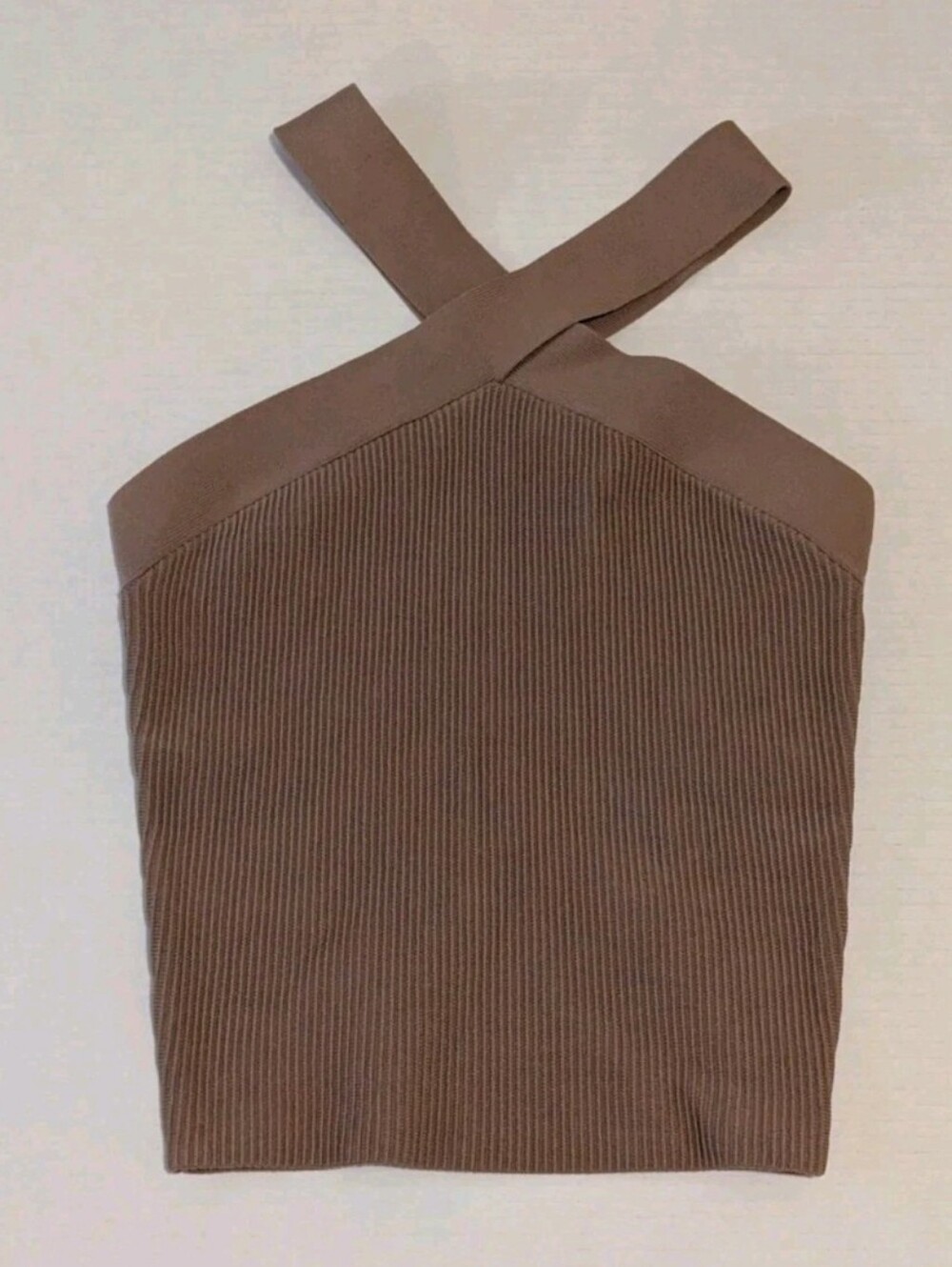 Aritzia Babaton Tank Sculpt Knit Criss Cross Top - Tan - Medium